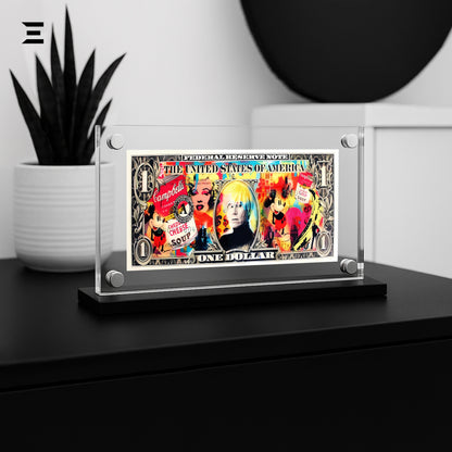 Premium Magnetic Acrylic Frame with Black Base – Andy Warhol, Marilyn Monroe & Mickey Mouse IBRELIA