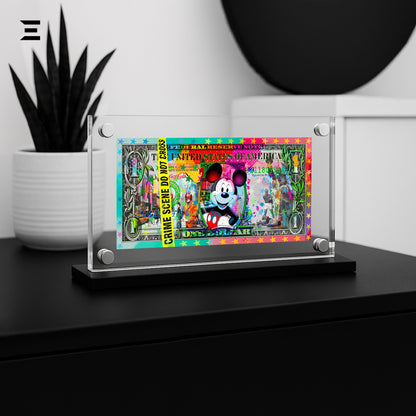 Premium Magnetic Acrylic Frame with Black Base – Mickey Mouse Graffiti $1 Pop Art Dollar IBRELIA