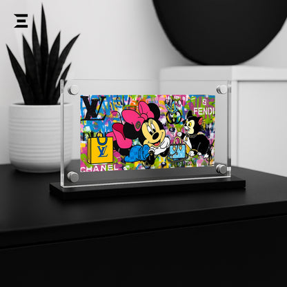 Premium Magnetic Acrylic Frame with Black Base – Minnie Mouse & Figaro Luxury Pop Art IBRELIA
