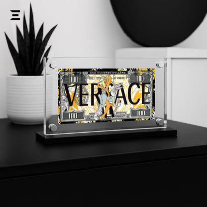 Premium Magnetic Acrylic Frame with Black Base – Bugs Bunny & Lola Bunny Versace $100 Pop Art IBRELIA