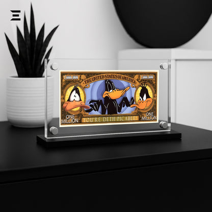 Premium Magnetic Acrylic Frame with Black Base – Daffy Duck “You’re Deth-picable” Million Dollar Pop Art IBRELIA