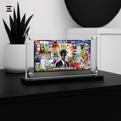Premium Magnetic Acrylic Frame with Black Base – Jean-Michel Basquiat Pop Art Dollar IBRELIA