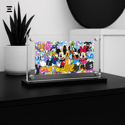 Premium Magnetic Acrylic Frame with Black Base – Mickey, Minnie, Donald, Daisy, Goofy & Pluto Pop Art IBRELIA