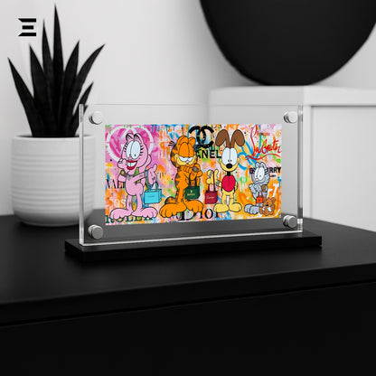 Premium Magnetic Acrylic Frame with Black Base – Garfield, Odie, Arlene & Nermal Luxury Pop Art IBRELIA