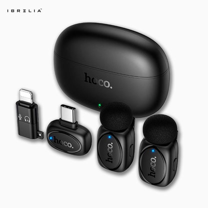 HOCO L19 Dual-Mic Wireless Mini Digital Microphone (Type-C + Lightning Adapter) | IBRELIA™